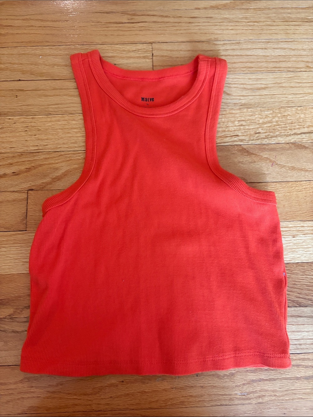 Maeve Bright Red Ribbed Tank Top